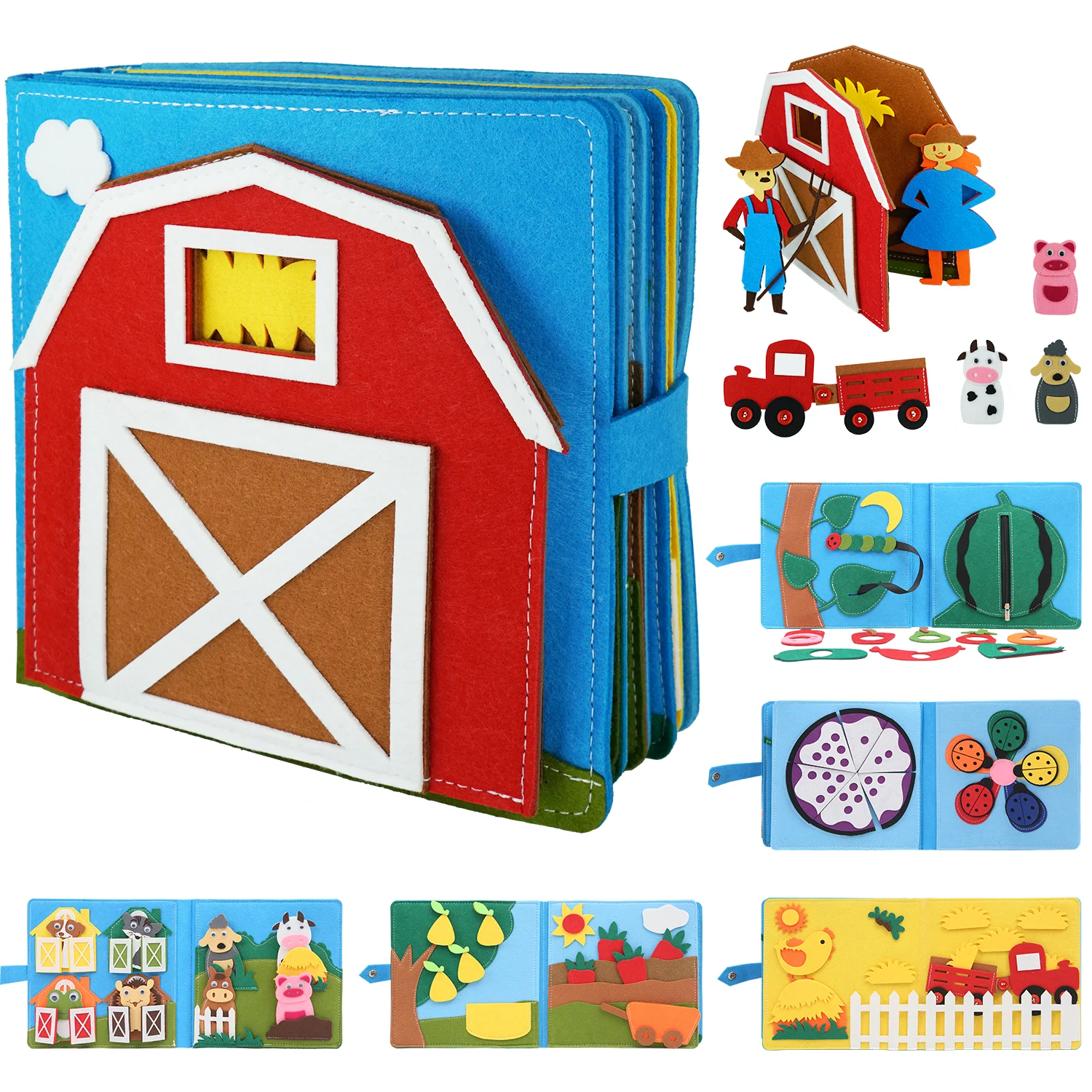Toddlers Montessori Toys Busy Board Farm Animal Scene Storytelling Activity Toy - £21.35 GBP