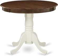 Walnut Round Tabletop And 36 X 29.5-Linen White Finish Mid Century Modern Dining - £149.41 GBP