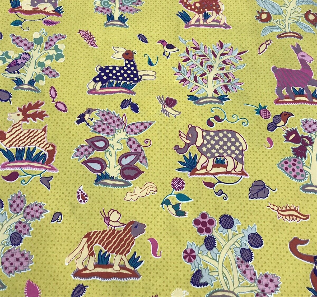 Primary image for Fabric GP & J Baker Nonsuch Palace Vintage Yellow Animals Birds England 2+ Yards