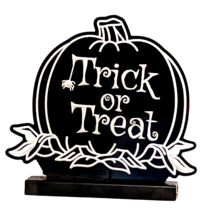 Halloween Trick or Treat Lighted LED Pumpkin Sign Jack o&#39; Lantern Custom Made - £21.31 GBP
