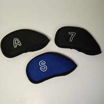 3 pcs Meshy Golf Iron Club Approach Wedge  Head Covers 7,A,S Fit All Brands - £7.19 GBP