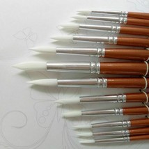 Paint Brush Set 12pcs Round Shape Nylon Hair Handle Acrylic Painting Supplies - £15.19 GBP