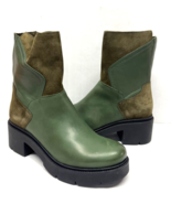 MIZ MOOZ SOFT SUEDE / LEATHER HEELED  BOOTS SIDE ZIP 37EU / 7US GREEN Z-164 - $59.95