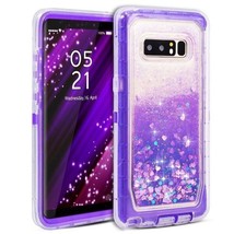 For Samsung S7 Transparent Heavy Duty Glitter Quicksand Case w/ Clip PURPLE - $6.76
