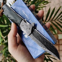 Sitivien ST234 Real VG 10 Damascus Steel Ebony Handle Ball Bearing Foldi... - $73.26