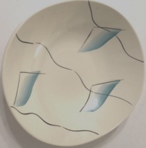 Earlton Vintage White Contemporary Cadet Blue Black Hand Painted Bowl 9.... - £27.95 GBP