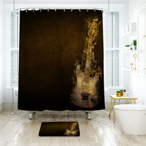 Guitar Shower Curtain Bath Mat Bathroom Waterproof Decorative - £18.08 GBP+