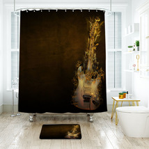 Guitar Shower Curtain Bath Mat Bathroom Waterproof Decorative - $22.99+