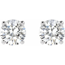1 .4 ctw Lab Grown Diamond Earrings 4 Prong set in 14k White Gold Push on Back - £864.37 GBP