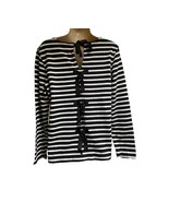 J.Crew women&#39;s size Large L Black White Classic striped back bows accent  - $27.72