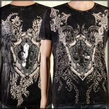 Medieval Crosses Shield Angel Wings Ornate Filigree UFC MMA Mens T-Shirt Black - £28.79 GBP