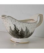 Gravy Boat Grace Teaware Christmas Tree Forest Silver Gold Trim Footed New - $34.79 CAD