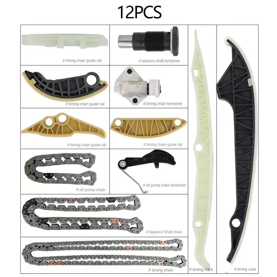 (12 PCS) Timing Chain Kit For  A3 A4 A5 A6 Q5 TT Allroad/ tle EOS GTI Jetta Pat  - $343.30