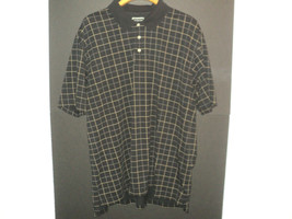 St. John&#39;s Bay Polo Shirt, Men&#39;s Dark Gray &amp; Tan, 2XLT Checked Short Sle... - £9.55 GBP