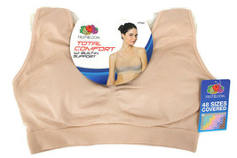 FRUIT OF THE LOOM TOTAL COMFORT BRA SZ S TAN PADS FLEXIBLE WIREFREE SHAP... - $5.99