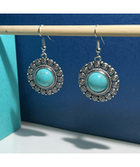 BAF Darling Dangles” 1 1/4” Turquoise &amp; Silver Earrings - £29.46 GBP
