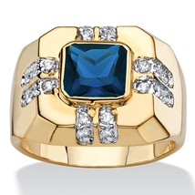 Blue Spinel Mens 14K Gold White Cz Gp Ring Size 8 9 10 11 12 13 - £80.31 GBP