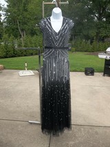 Nwt Adrianna Papell Gorgeous Black &amp;Silver Beaded Gown 0 - £160.35 GBP