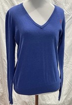 Polo Ralph Lauren Sweater Womens M Pullover V Neck Blue Long Sleeve Tigh... - $36.23 CAD