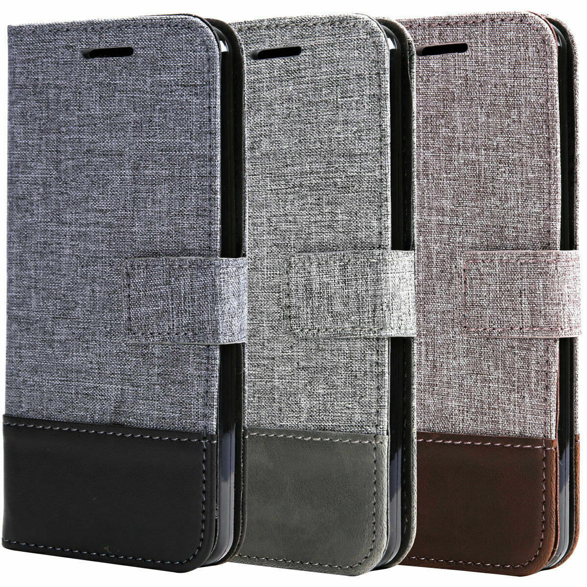 k2) canvas Leather WALLET Flip Magnetic BACK cover Case for Samsung Galaxy MODEL