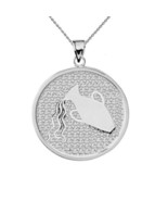 .925 Sterling Silver Zodiac Sign Aquarius Disc Pendant Necklace - £25.62 GBP+