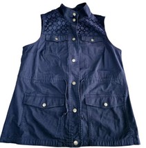 Liz Claiborne Womens Vest Blue Size 12 Cotton Blend Stretch Pockets Buttons - $26.60