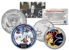 Apollo 17 Space Mission 2-Coin Set Us Quarter &amp; Jfk Half Dollar Nasa Astronauts - £9.75 GBP