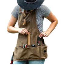 Stylish Ironwood 16oz Waxed Canvas Apron with Metal Grommets &amp; Pocket Loops - $115.78