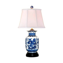Chinese Blue and White Porcelain Vase Floral Motif Table Lamp 22.5&quot; - £178.87 GBP