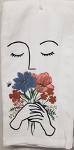 Set of 2 Same Printed Kitchen Terry Towels (15&quot;x25&quot;) HOLDING FLOWERS IN ... - $12.86