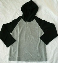 Garanimals Boys Long Sleeve Jersey Raglan Hoodie Shirt Size 5T Black &amp; Gray NEW - £8.08 GBP