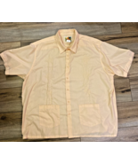 The Genuine Haband Guayabera Men&#39;s Salmon Poly Cotton 2 Pocket Cuban Shi... - $18.00