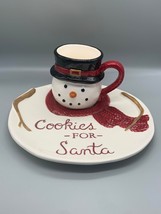 Kohls St. Nicholas Square Yuletide Snowman Cookies for Santa Plate &amp; Cup - £19.55 GBP