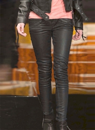 Deep Quest Leather Pants Black Colour Mono ectric, Women Wasit Belted Pants,Wome