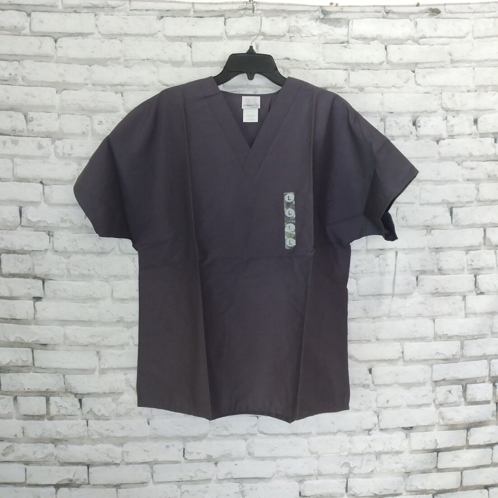 White Swan Fundamentals Scrub Top Unisex Large Gray Pocket Short Sleeve ... - $11.99