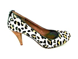 Calvin Klein Black Tan Leopard Print Cow Fur Pumps Heels Shoes Women&#39;s 7 (SW5) - £87.92 GBP