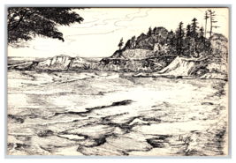 Depoe Bay on the Oregon Coast Ink Art Scene on Hwy 101 Postcard Unposted - £3.84 GBP