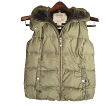 Eddie Bauer Vest Womens Small Army Green Goose Down 650 Fill Puffer Quilted Hood - £13.31 GBP