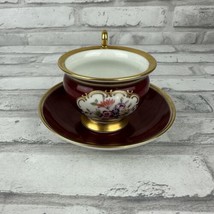 Furstenberg Empire Style Red/Burgundy Cup And Saucer Gold Trim - £11.98 GBP