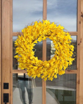 20" Forsythia Wreath Front Door Wall Porch Artificial Yellow All Year Ho... - $24.48