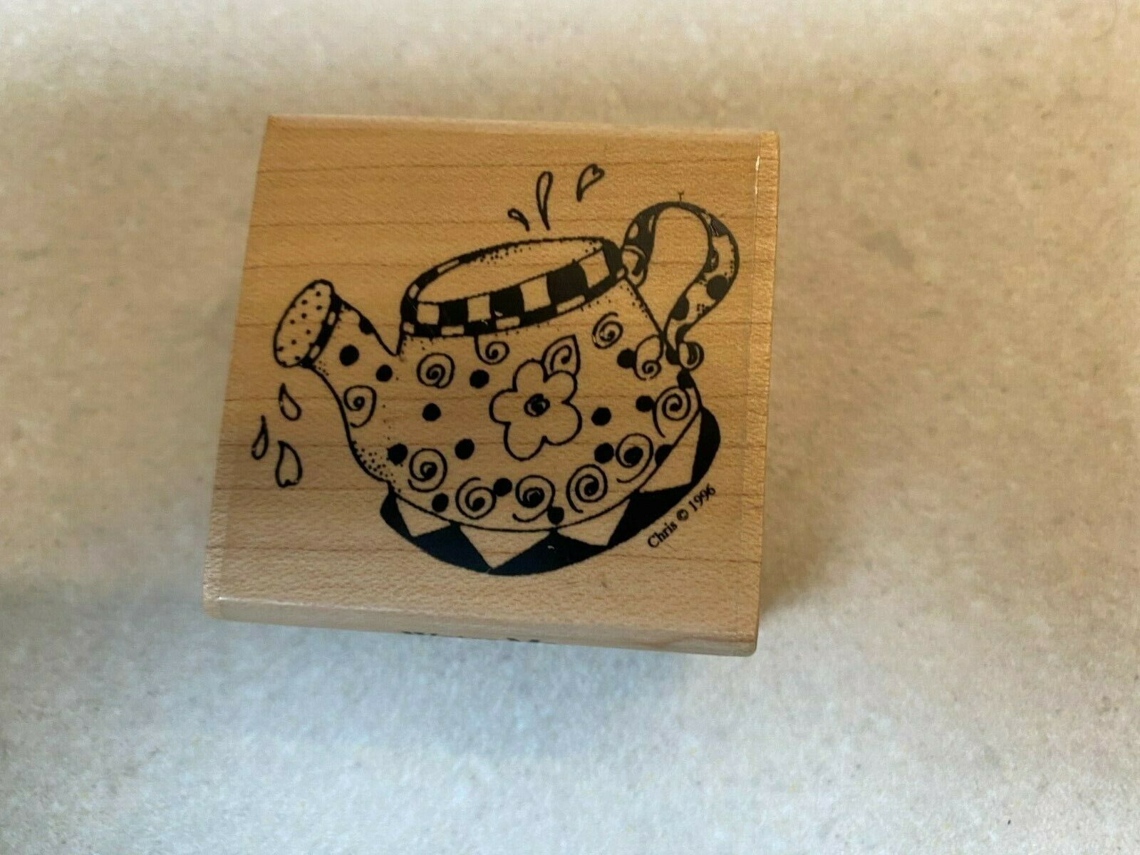 MOUNTED WOOD RUBBER CRAFT STAMPS YOUR CHOICE MASK, WATERING CAN, AZTEC BOWL Item image 4