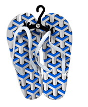 Womens Flip Flops Blue Pattern - £4.47 GBP