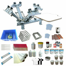 Updated 4 Color 1 Station Silk Screen Printing Kit Printer DIY Meterials Supply - £511.32 GBP