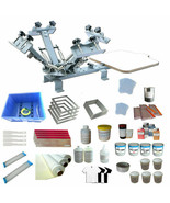 Updated 4 Color 1 Station Silk Screen Printing Kit Printer DIY Meterials... - $653.65