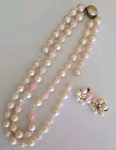 Vintage ~ Austrian Beaded Necklace &amp; Clip-On Earrings ~ Boston Store Box Erie PA - £69.89 GBP