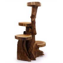 Natural Teak Log Natural Teak 4 Shelf Display 75cm highhigh-hand-crafted... - £243.49 GBP