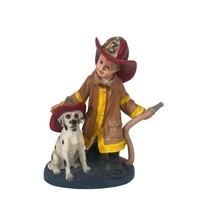 Child Fireman Dog Third Birthday Cake Topper Figurine Red Hats of Courage Vanmar - £8.85 GBP
