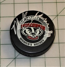 Badger WCHA Official Game Hockey puck signed by Mark Johnson - £59.94 GBP