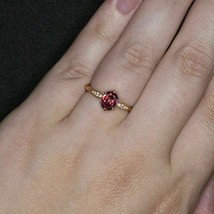 2Ct Labor Erstellt Oval Schliff Rot Granat Verlobung Damen Ring 14K Gelbgold - £93.34 GBP