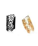 Ring Lace Vintage Cuff Ring Gilded Lace Bohemian One Size BLACK or GOLD  - £7.82 GBP